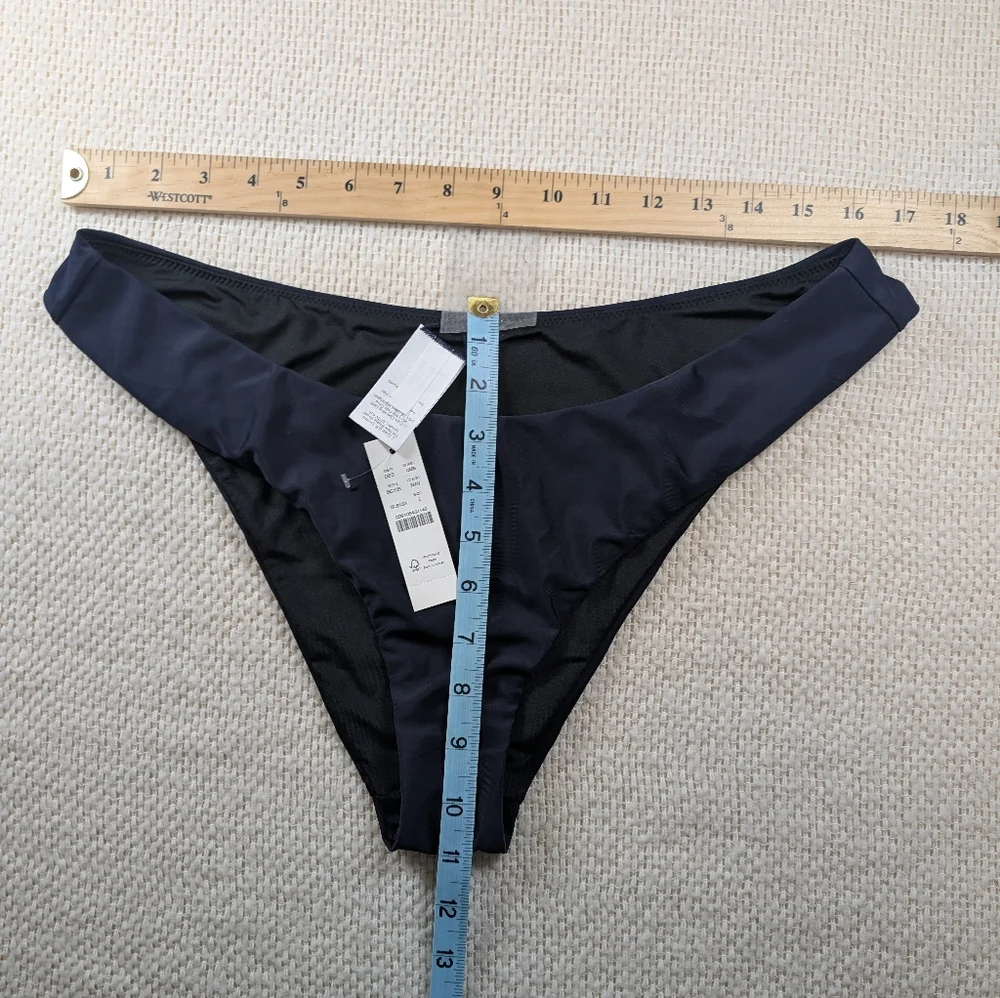 j. Crew Bikini Bottom Women's L Navy Curved Waist Cheeky Swim NWT‎
